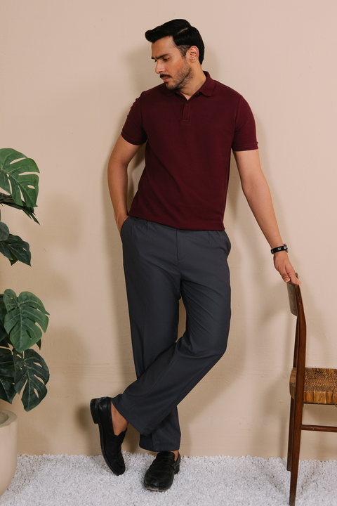 Pleated Adjustable Pants - Grey