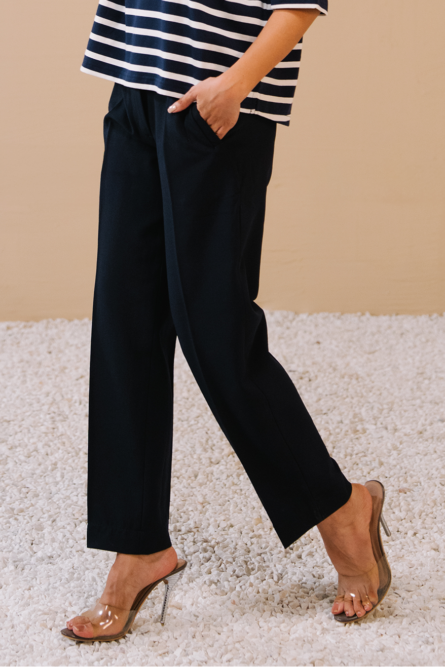 High Waist Darted Pants- Navy Secondary image