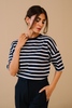 Relax Fit Stripe Tee - Navy and white Stripe