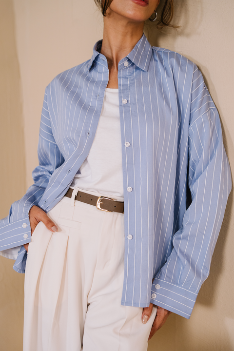 Stripe Button-down shirt - Blue and white stripe