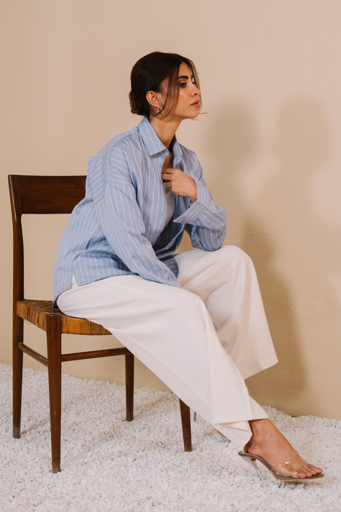 Stripe Button-down shirt - Blue and white stripe