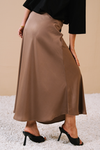 Textured Satin Skirt - Nude