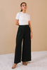 Pleated Wide Leg Pants- Black