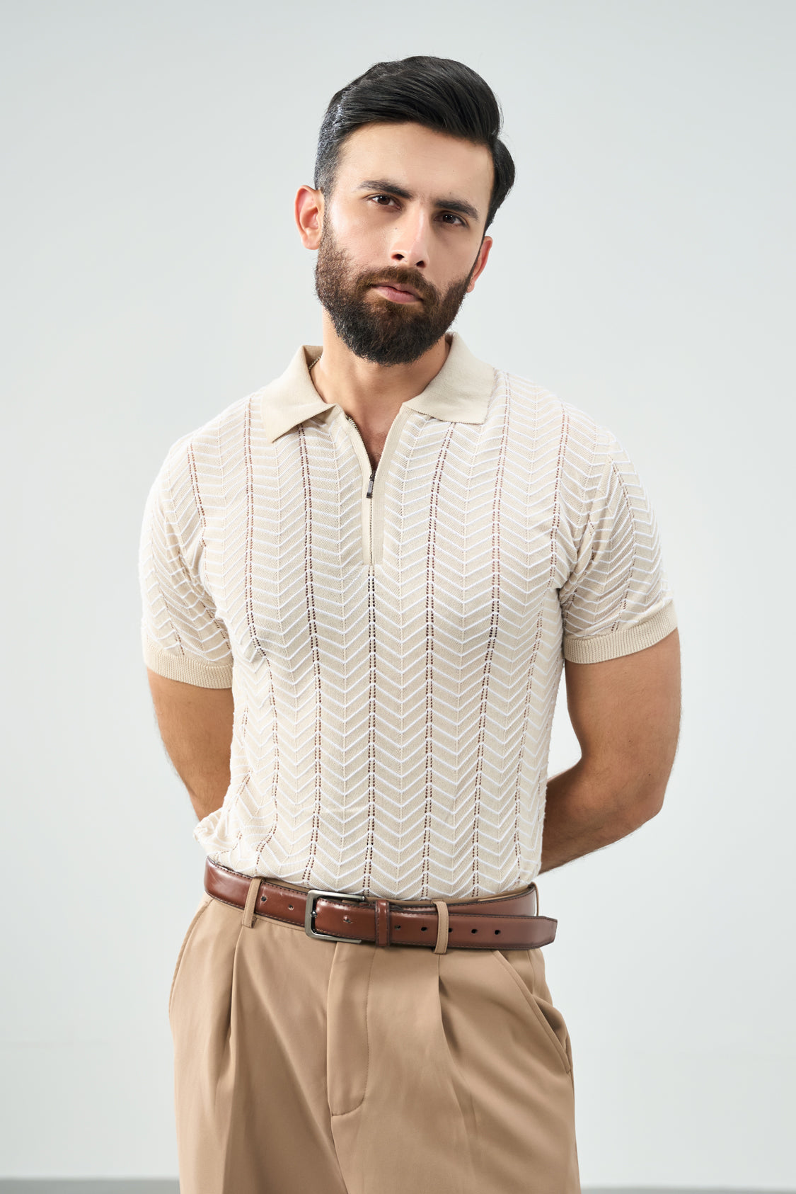Zip Knit Polo - Sand Secondary image