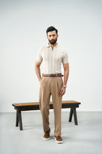 Zip Knit Polo - Sand