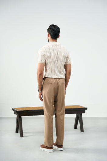 Zip Knit Polo - Sand view 2