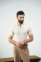 Zip Knit Polo - Sand