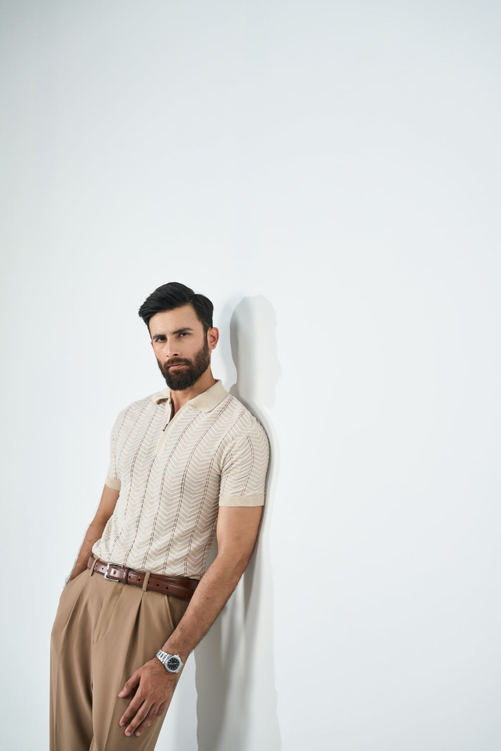 Zip Knit Polo - Sand
