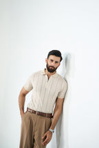 Zip Knit Polo - Sand