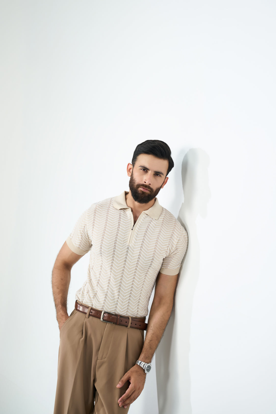 Zip Knit Polo - Sand