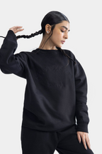 Drop Shoulder Embroidered Sweatshirt - Black