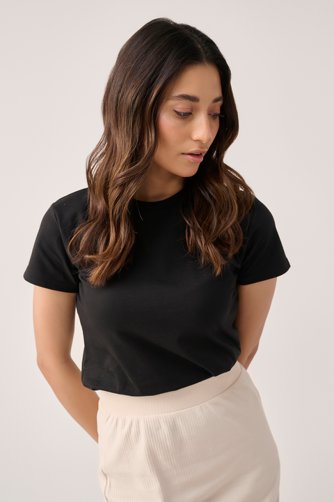 Crew Neck Tee- Black