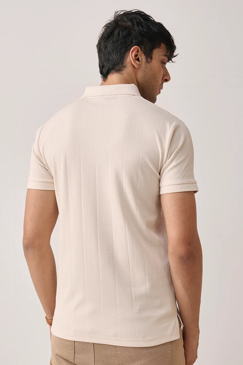 Drop Needle Polo Shirt - Beige