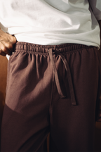 Relaxed Fit Terry Trousers – Dark Brown