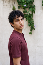 Textured Henley - Maroon Textured