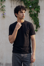 Textured Crew Neck Tee - Black