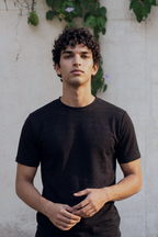 Textured Crew Neck Tee - Black
