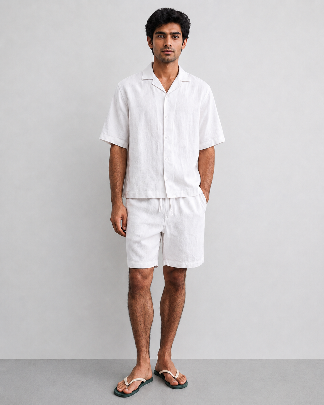 Cuban Collar Boxy Fit Shirt – White Main image