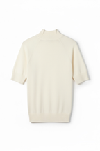 Fine Knit Mock Neck Top - Cream