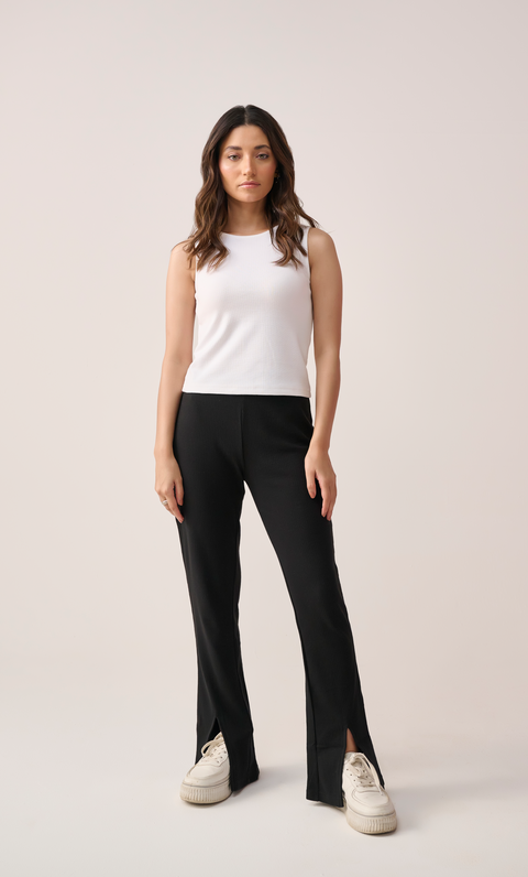 black slits pants women