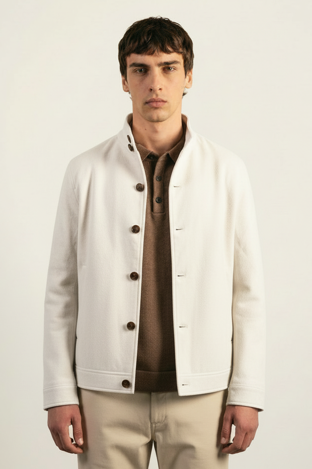 Tailored Herringbone Jacket – White Main image