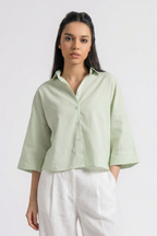 Cropped Box Fit Shirt - Pastel Green