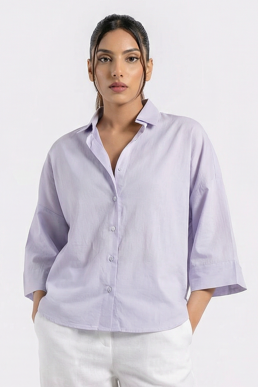 Cropped Box Fit Shirt - Lilac Main image