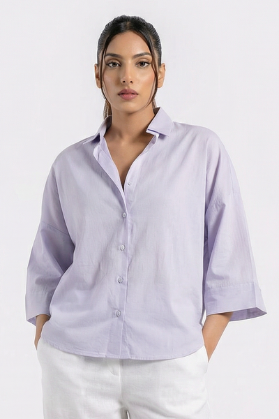 Cropped Box Fit Shirt - Lilac