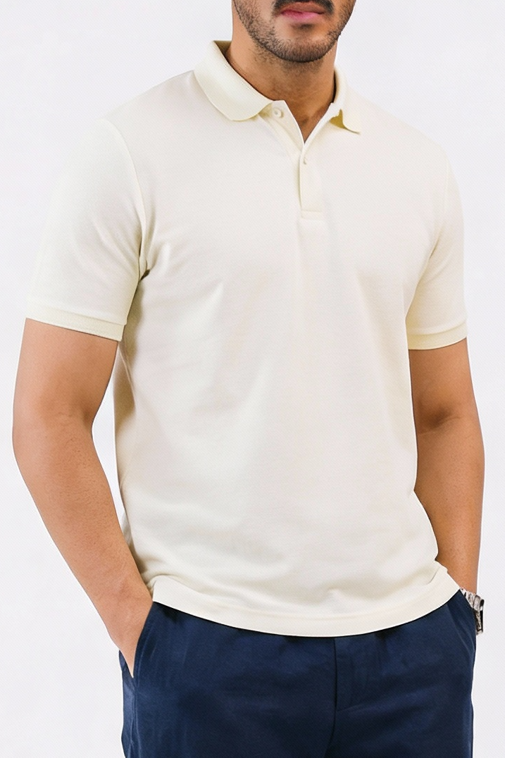 Honeycomb Textured Polo Shirt – Off White Secondary image