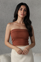 Fold Over Bandeau - Rust