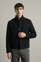 Tailored Herringbone Jacket – Black