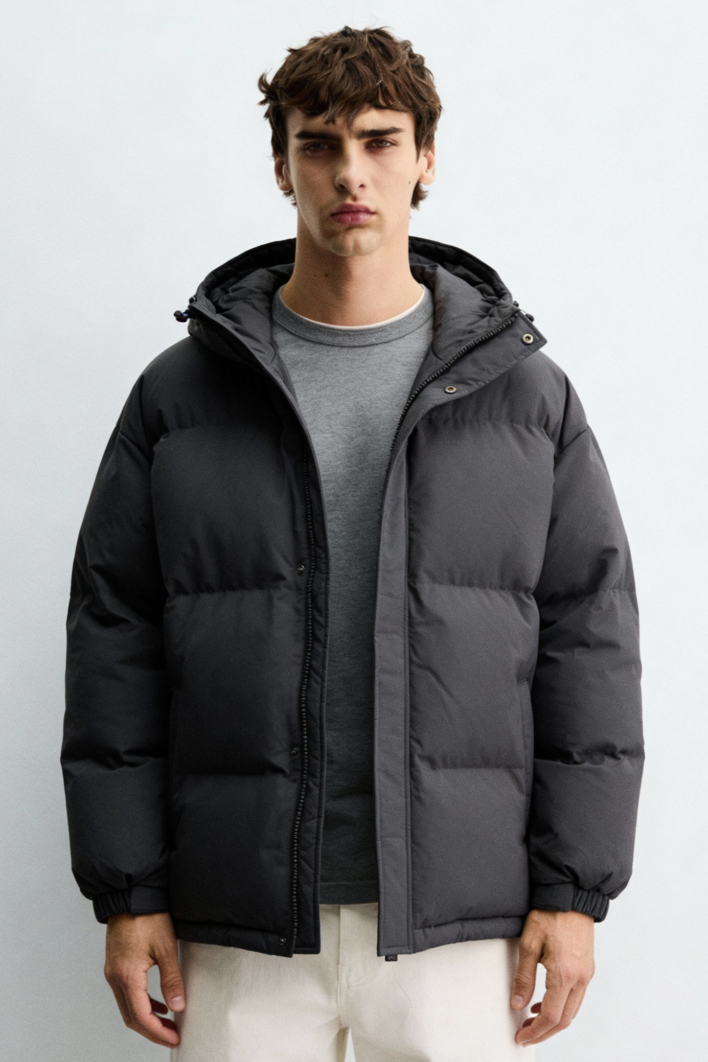 Insulated Hooded Puffer Jacket - Gray Secondary image