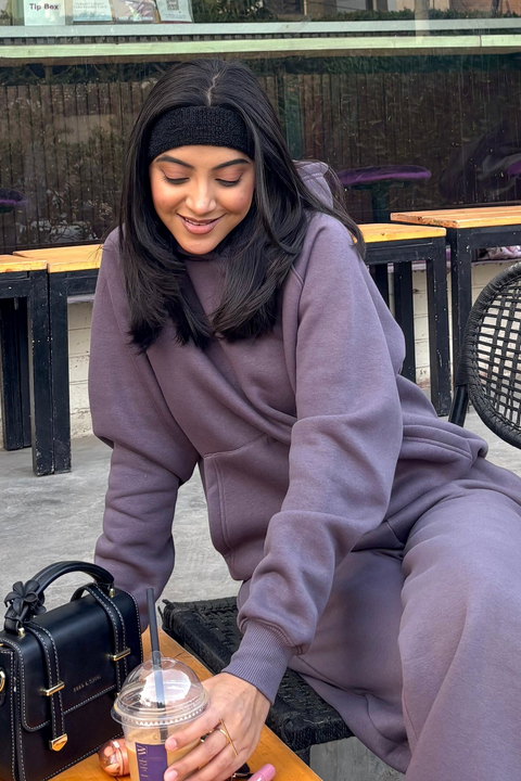 Women Heavy Fleece Pull-over Hoodie - Ash Plum