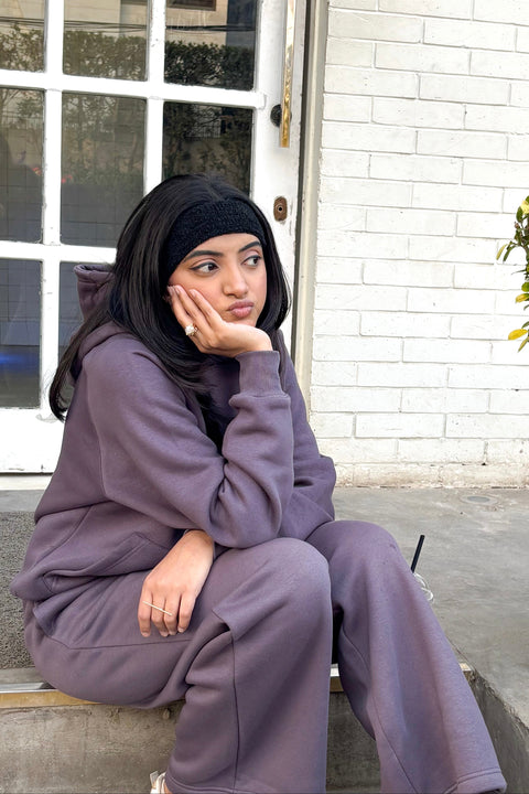 Women Heavy Fleece Pull-over Hoodie - Ash Plum