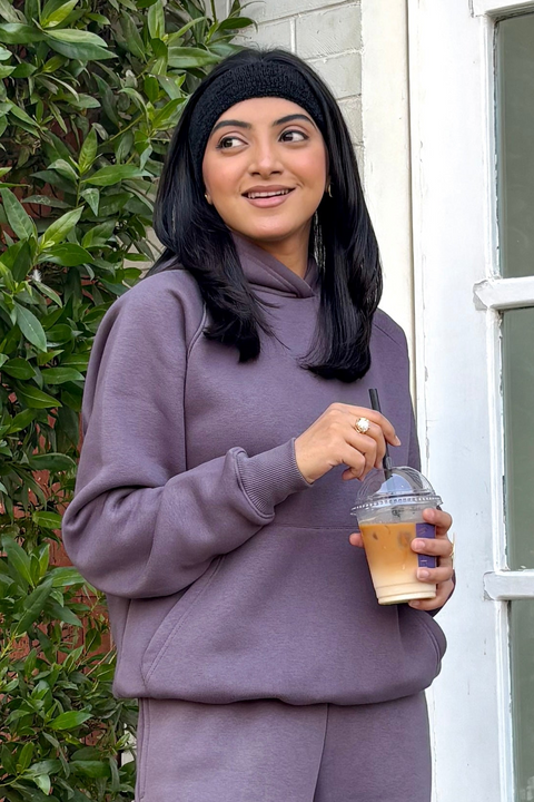 Women Heavy Fleece Pull-over Hoodie - Ash Plum