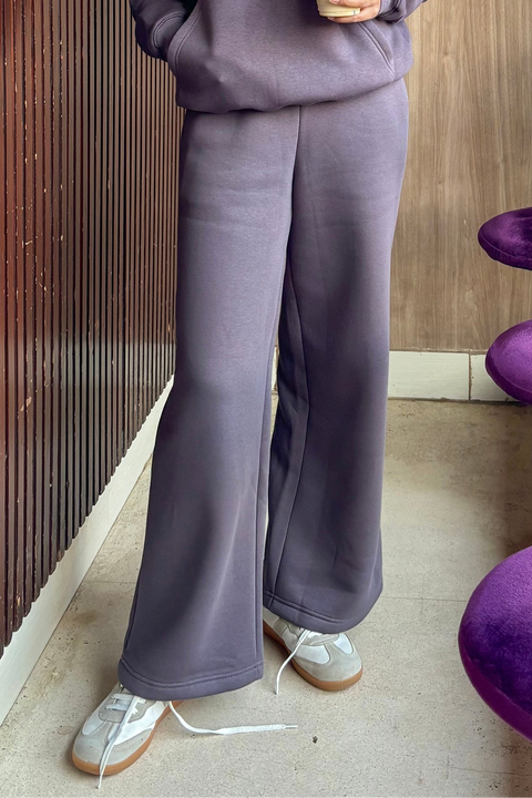 Everyday Wide Leg Sweatpants - Ash Plum