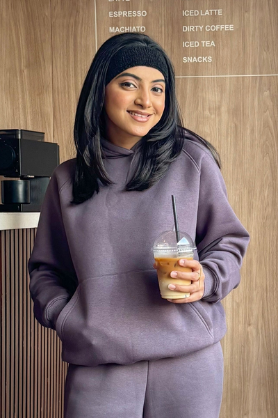 Women Heavy Fleece Pull-over Hoodie - Ash Plum