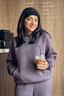 Women Heavy Fleece Pull-over Hoodie - Ash Plum