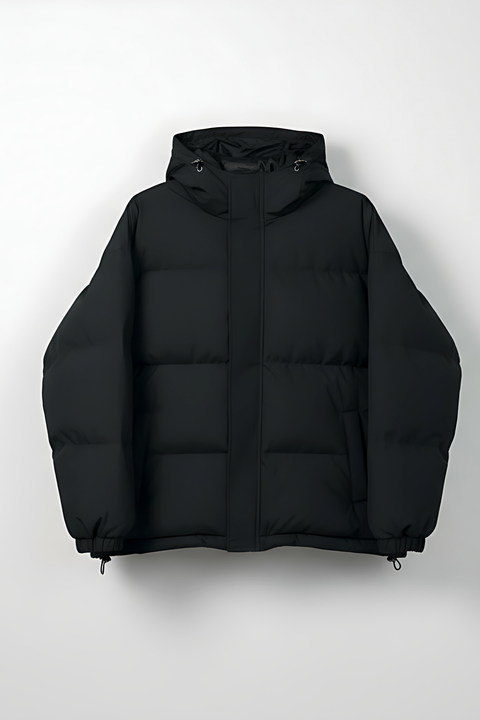 Insulated Hooded Puffer Jacket - Black