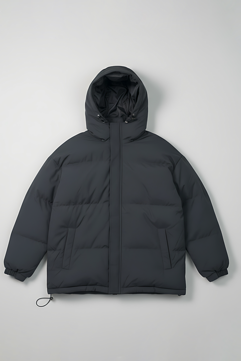 Insulated Hooded Puffer Jacket - Gray