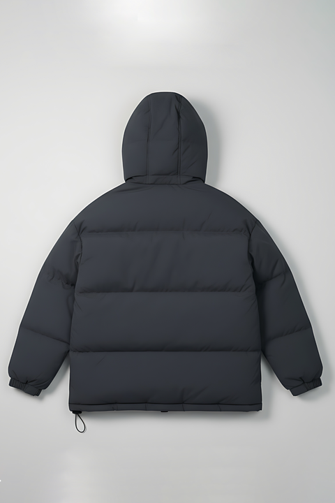 Insulated Hooded Puffer Jacket - Gray