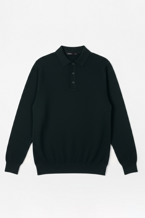 Classic Knitted Polo Shirt - Dark Teal