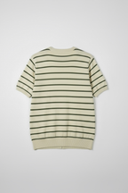 Men Soft Knit Stripe Tee - Cream and Green