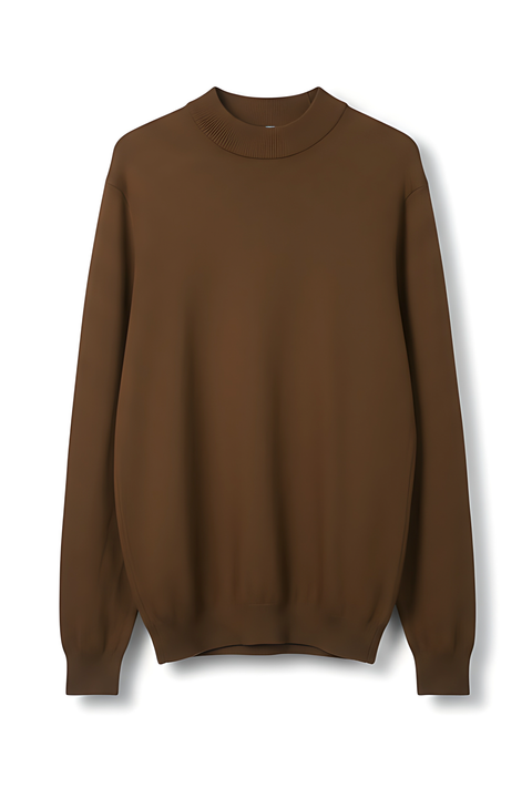 Soft Knit Mock Neck Sweater – Coffee