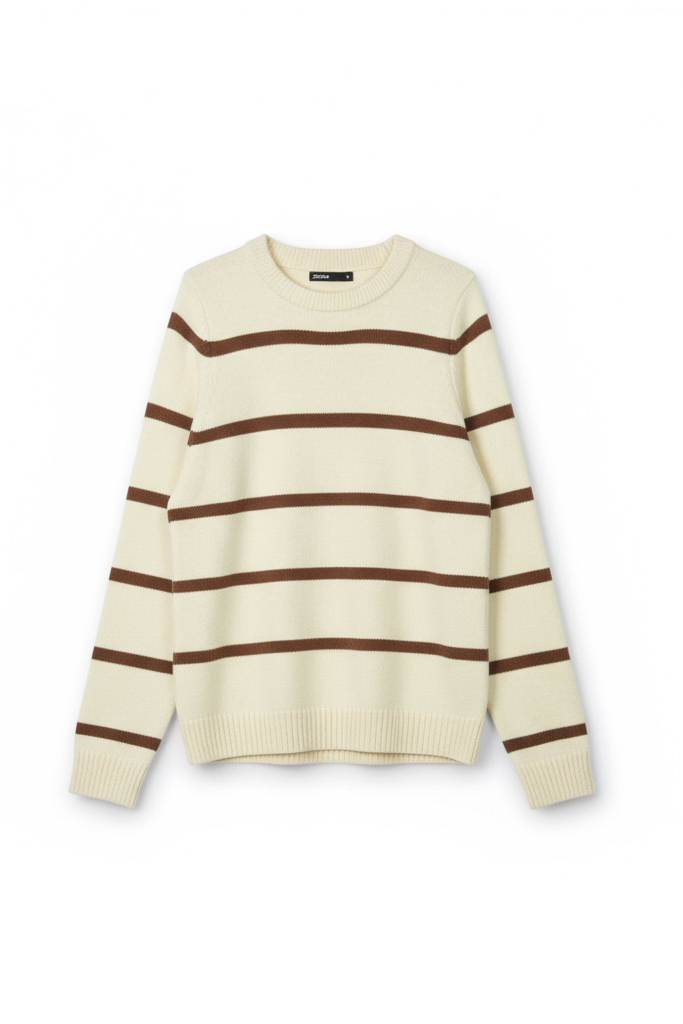 Monochrome Stripe Sweater - Cream