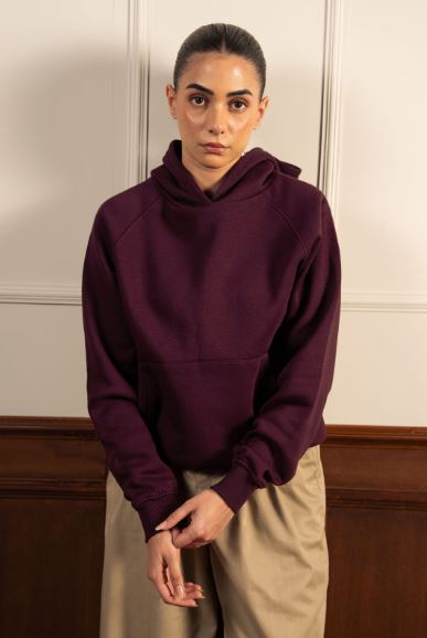 Women Heavy Fleece Pull-over Hoodie - Wine