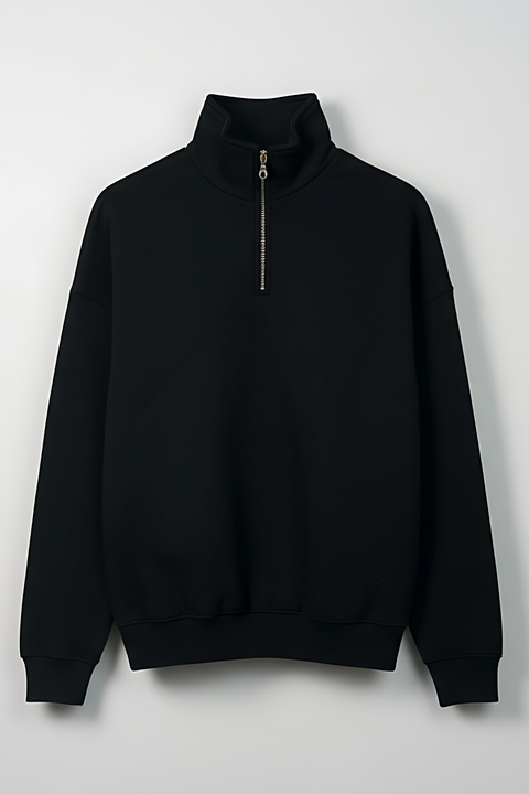 Classic Quarter Zip Sweatshirt – Black
