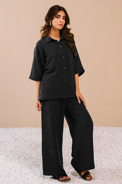 Textured  Co-ord Set - Black