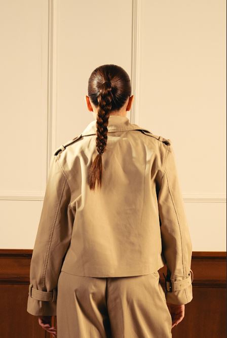 Double Breasted Cropped Trench Coat - Khaki