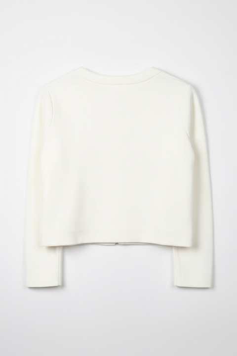 Tailored Round Neck Cardigan - Off-White